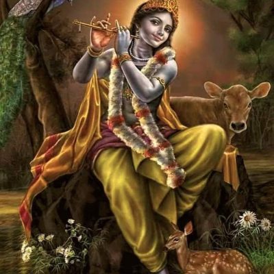 Lord-Krishna-Images-with-Flute-with-forest-Background